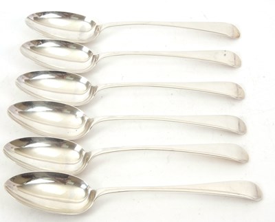 Lot 99 - A set of six Edwardian silver tablespoons,...