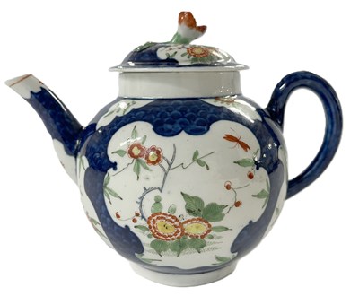 Lot 272 - A Worcester porcelain teapot, the blue ground...