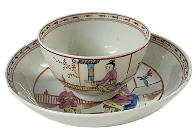 Lot 323 - A Lowestoft porcelian tea bowl and saucer with...