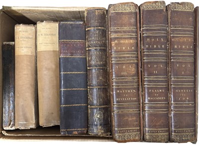 Lot 803 - ONE BOX: Antiquarian, to include 3 vol. Bible...
