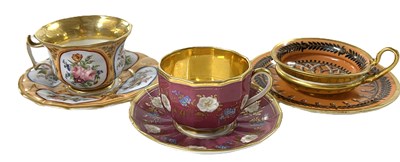 Lot 317 - Three continental porcelain cups and saucers...