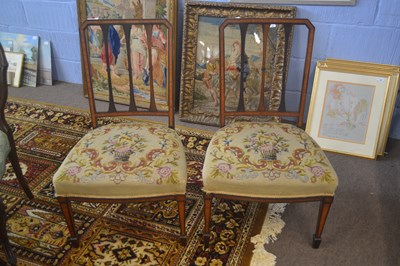 Lot 398 - A pair of Sheraton Revival mahogany and inlaid...
