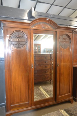 Lot 415 - A large 19th Century walnut wardrobe with...
