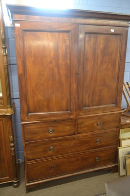Lot 427 - A George III mahogany linen press with moulded...