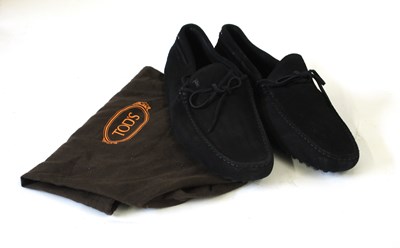 Lot 145 - Tod's: a pair of mens black suede driving...