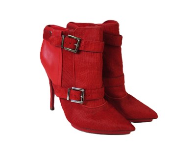 Lot 81 - A pair of Aldo Rise red ponyskin and leather...