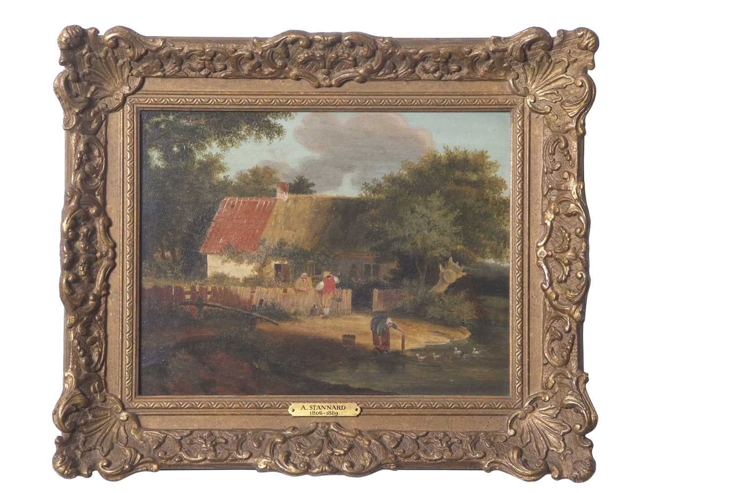 Lot 612 - Alfred Stannard (1806-1889), Thatched cottage...
