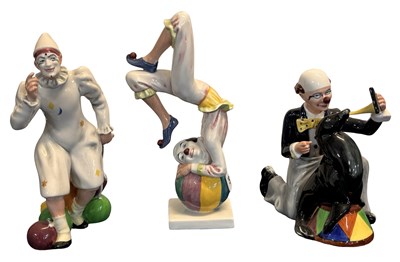 Lot 342 - Three Royal Doulton clown figures, to include...