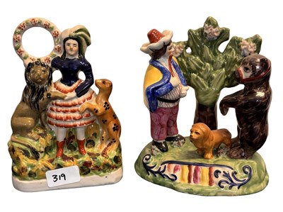 Lot 345 - A pair of Staffordshire-style circus groups...