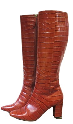 Lot 82 - LK Bennett: a pair of brown leather knee high...
