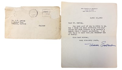 Lot 1262 - ELEANOR ROOSEVELT: Signed letter on headed...