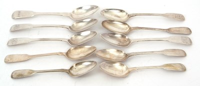 Lot 97 - A group of seven Georgian fiddle pattern...