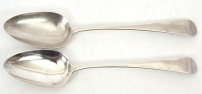 Lot 101 - A pair of George III silver table spoons,...