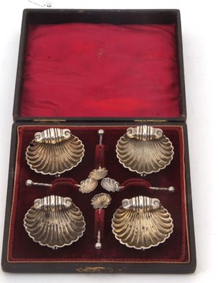Lot 115 - A late Victorian cased set of four shell...