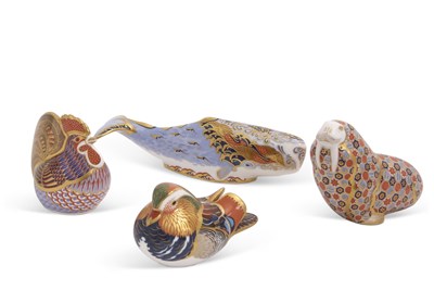Lot 166 - Royal Crown Derby Paperweights; Oceanic Whale...
