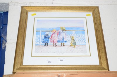 Lot 232 - Fay Whitaker Sisters II, coloured print, gilt...