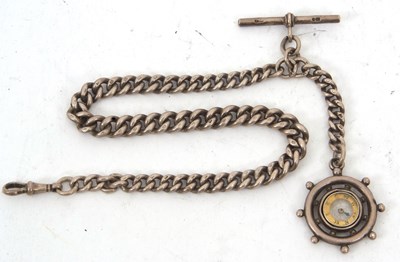 Lot 239 - A silver Albert watch chain suspending a...