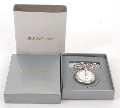 Lot 171 - A Junghans white metal pocket watch, the case...