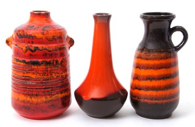 Lot 94 - West German lava pottery comprising two vases...