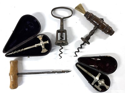 Lot 380 - Two Cased Champagne Taps with 3 Corkscrews