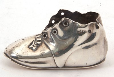 Lot 132 - An Edwardian silver boot shaped pin cushion,...