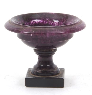 Lot 149 - A Blue John pedestal salt, the shallow ogee...