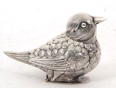 Lot 157 - A white metal bird formed salt condiment,...