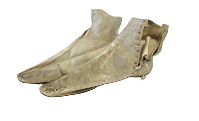 Lot 1 - A pair of mid 19th century silk shoes, c.1853,...