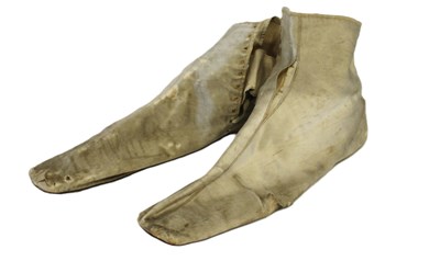 Lot 1 - A pair of mid 19th century silk shoes, c.1853,...