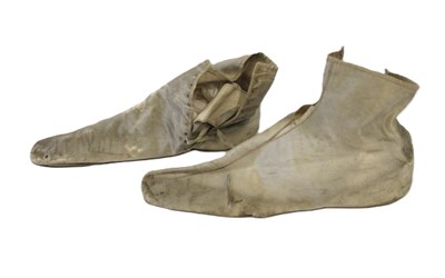 Lot 1 - A pair of mid 19th century silk shoes, c.1853,...