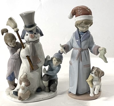 Lot 356 - LLadro Snowman Figure 5713 and "Dear Santa Figure Model 6166