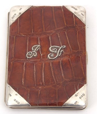Lot 173 - A late Victorian crocodile leather and silver...