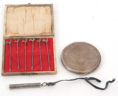 Lot 180 - Mixed Lot: A cased set of six Art Deco silver...