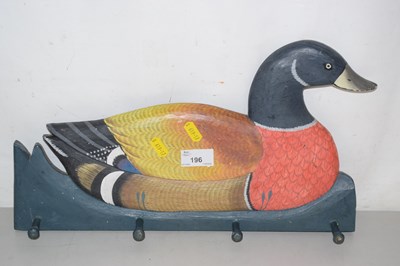 Lot 196 - Novelty coat hook formed as a duck