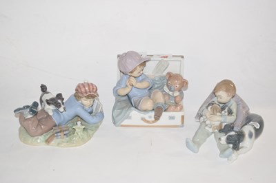 Lot 288 - 3 Lladro Groups Young Boys with Pups and Teddy