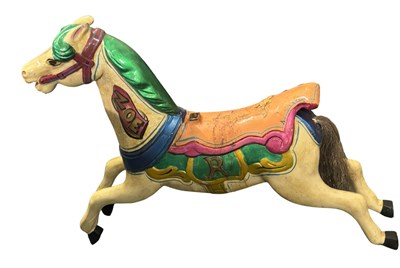 Lot 416c - A small painted carousel horse, with...