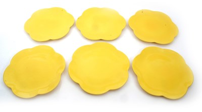 Lot 35 - Set of six Maryse Honiton flower shaped plates,...