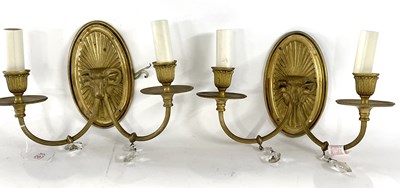 Lot 251 - Two brass wall lights with candle type sconces