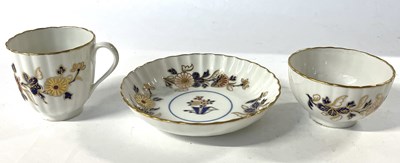 Lot 296 - A further Derby trio circa 1790 with blue and...
