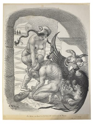 Lot 933 - Adolphe Willette. Signed Lithograph. 1915...