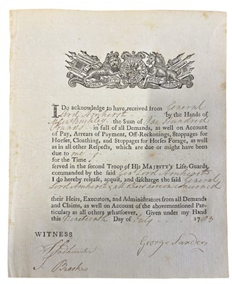 Lot 1093 - MILITARY - EPHEMERA. GENERAL LORD AMHERST....