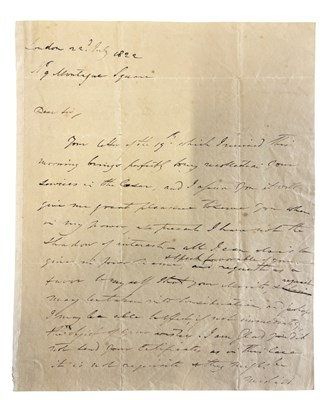 Lot 1122 - NAVAL. London 22nd July 1822. STRACHAN,...