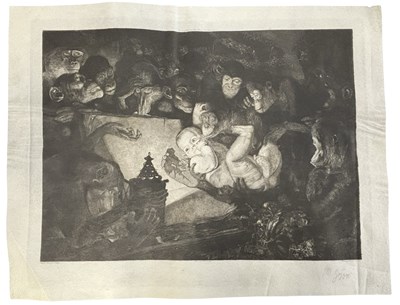 Lot 908 - CHARLES DARWIN. Large etching on wove paper,...