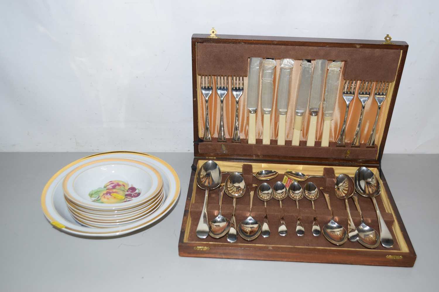 Lot 3 - A canteen of silver plated cutlery together...