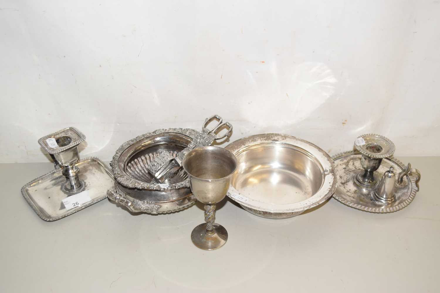 Lot 26 - Mixed Lot: Various silver plated chamber...