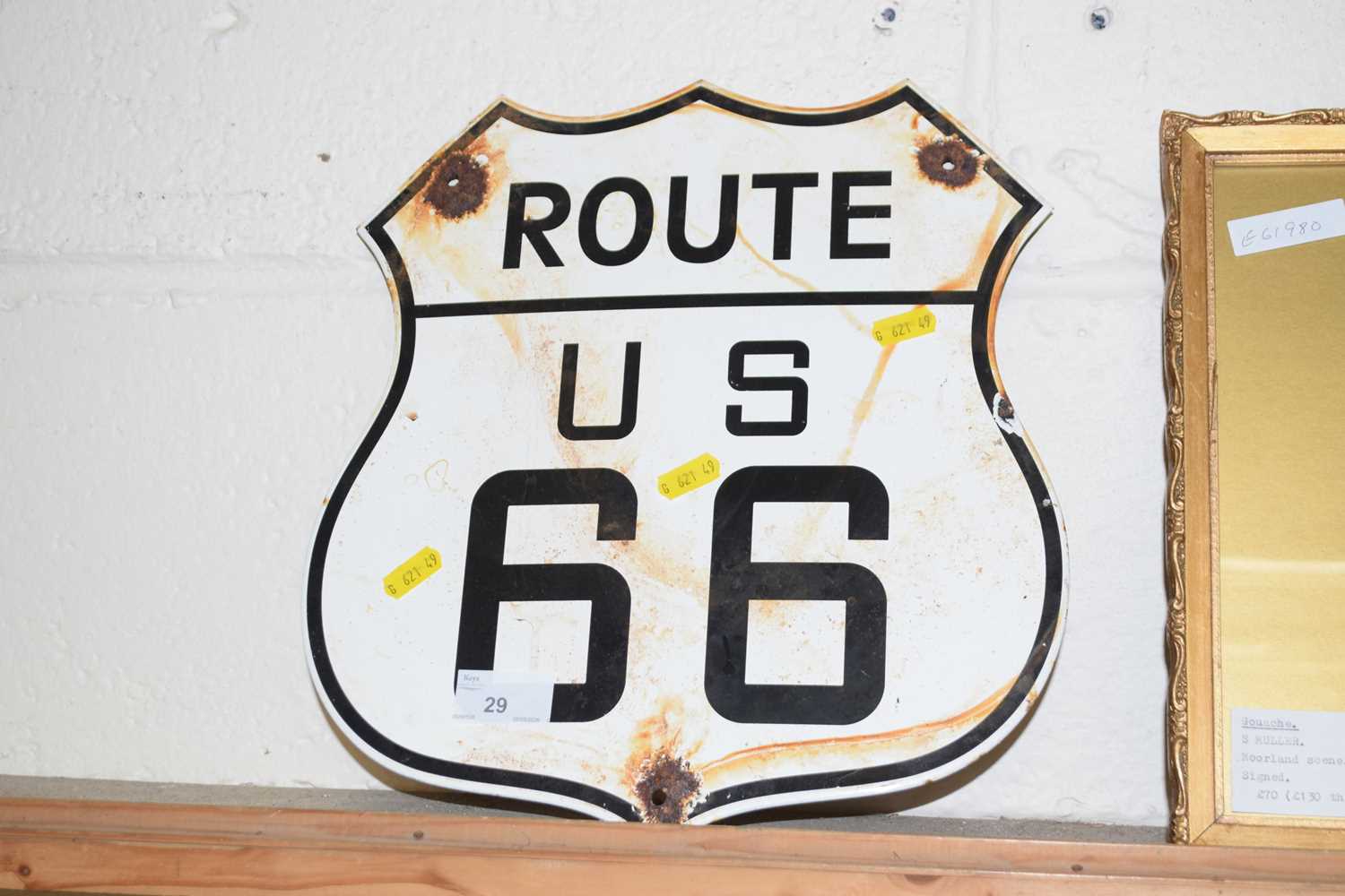 Lot 29 - An enamel Route 66 sign