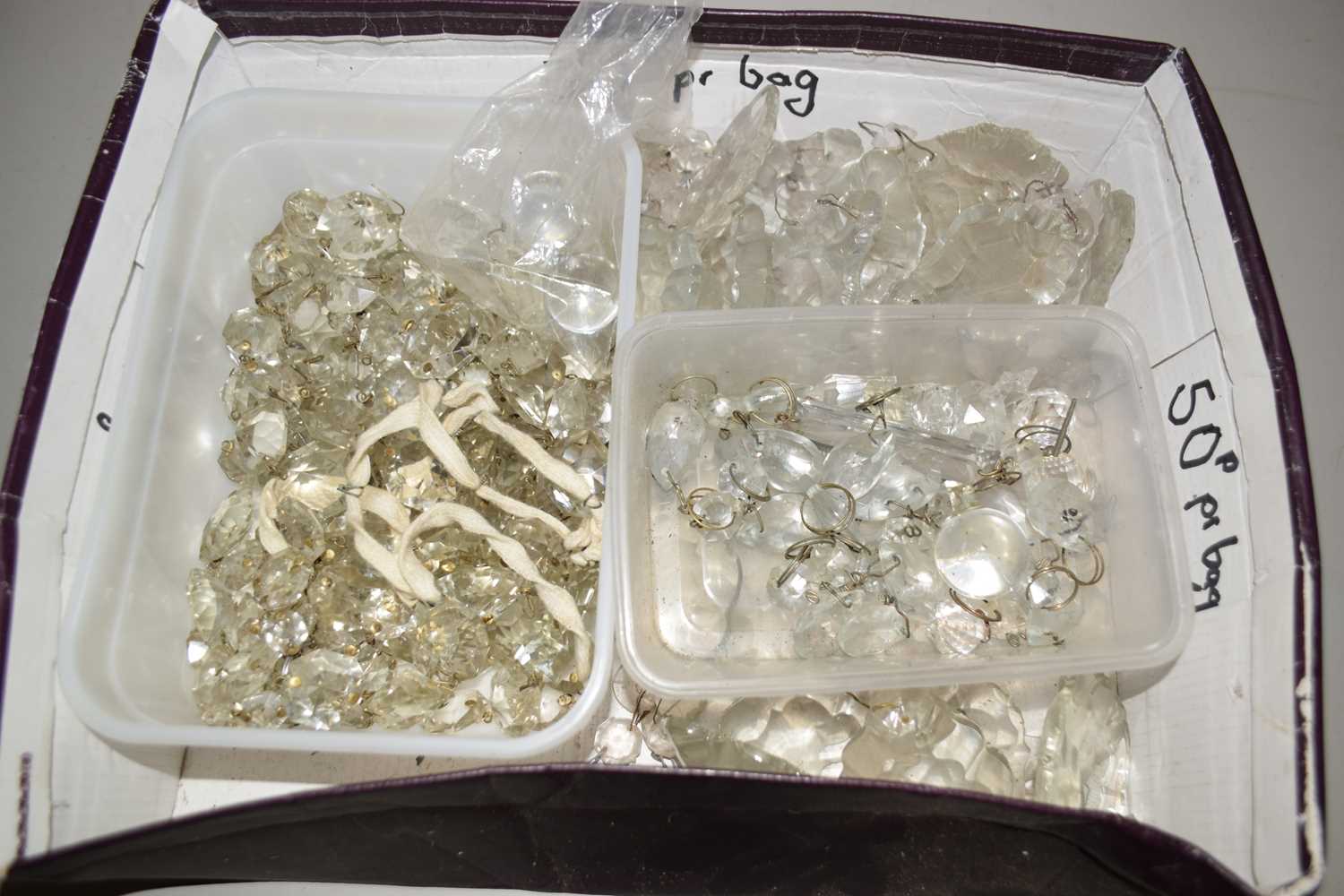 Lot 26 - A box of various glass drapes for decanters