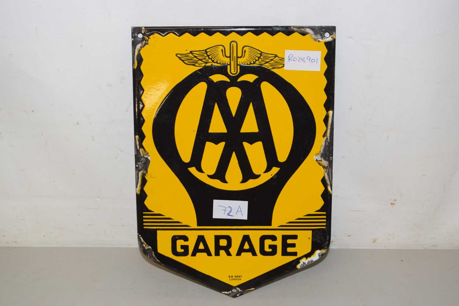 Lot 72 - A small enamel AA sign