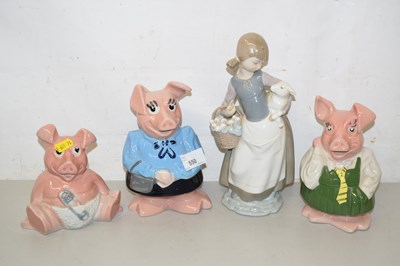 Lot 550 - Three Nat West pigs and a Lladro figure