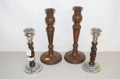 Lot 571 - Pair of white metal mounted barley twist...
